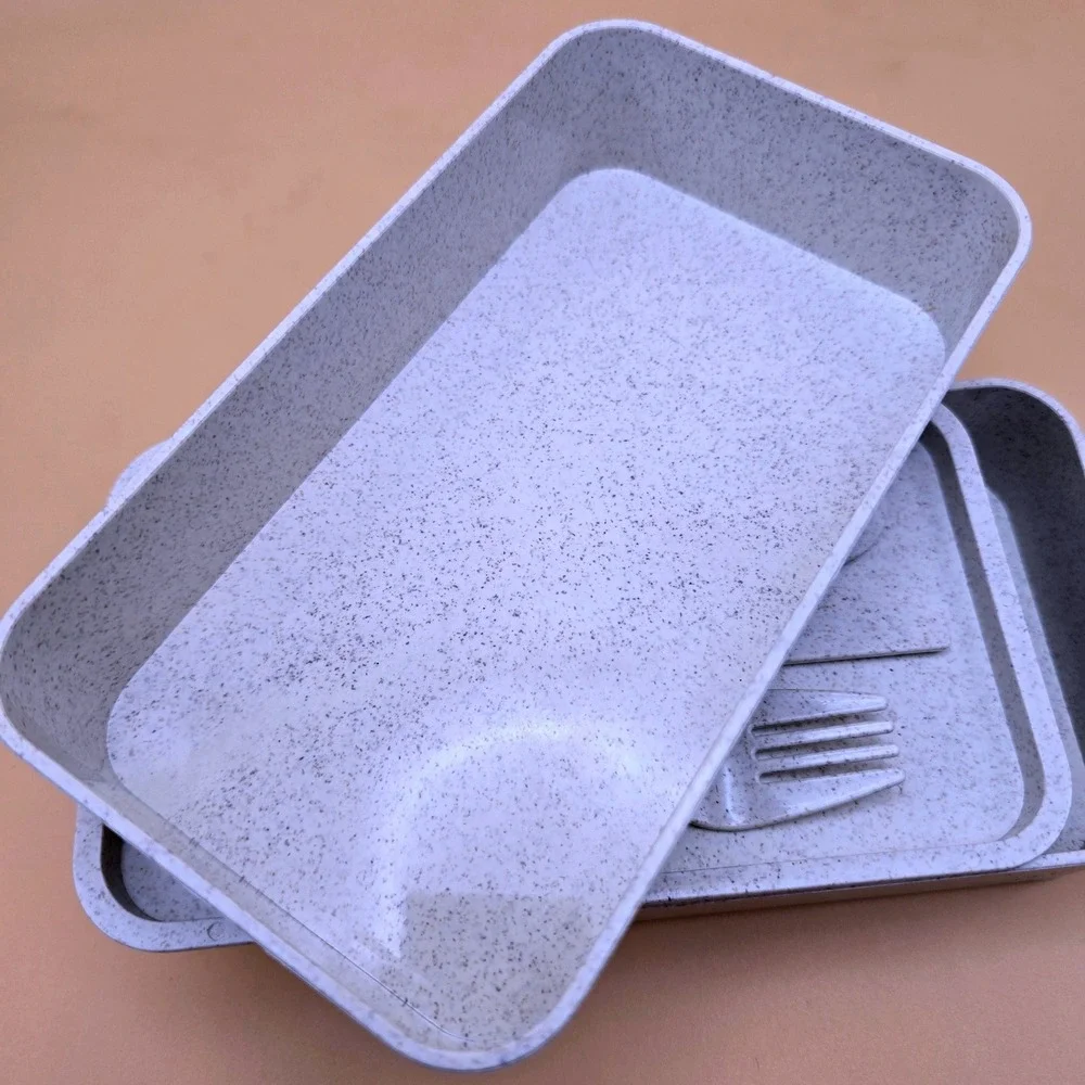 Bamboo Lid White Speckled Meal Prep Container Set